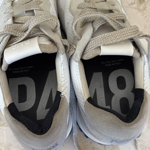 P448 Cancun Low Top Sneakers Rafia Leather & Suede Leather Retro Made in Italy - Picture 11 of 15